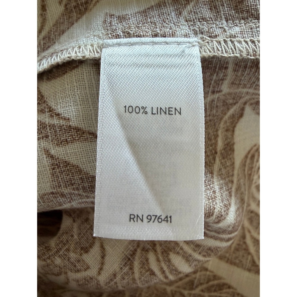 J. Jill Size XS Love Linen Tropical Botanical Shift Dress Tan Cream Summer Comfy - Picture 5 of 6